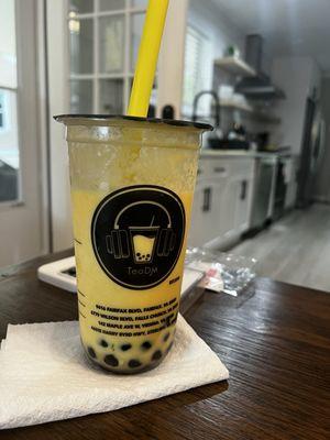 A Mango Snow Smoothie with boba instead of lychee