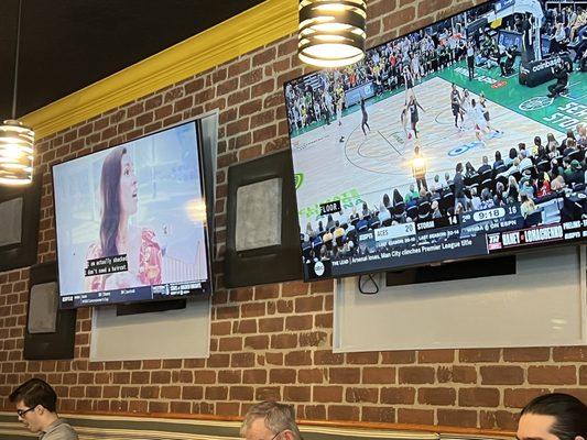 Sports are celebrated on large screen televisions!!