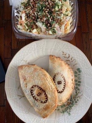 Spinach & Cheese Empanada, Beef Empanada, Coleslaw Salad