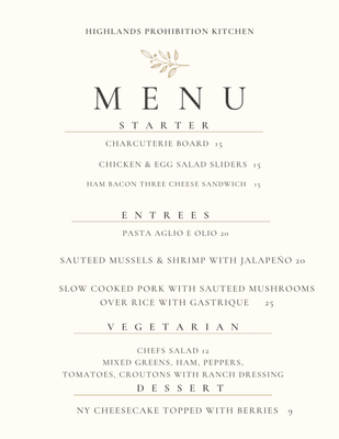 March Menu - Our Menu changes often - Fresh is Best!