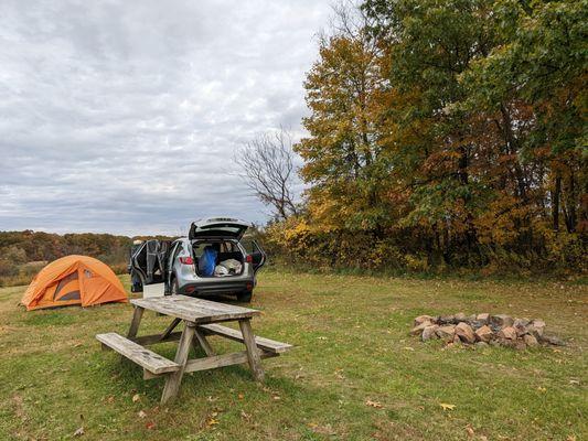 spacious field campsite