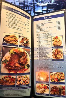 House seafood and Thai dish menu