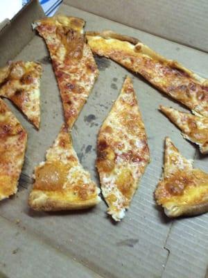 Cheese pizza, this is how it was cut!