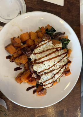 Sweet potato hash with fried egg