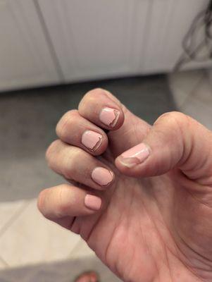 Chipped polish within one day