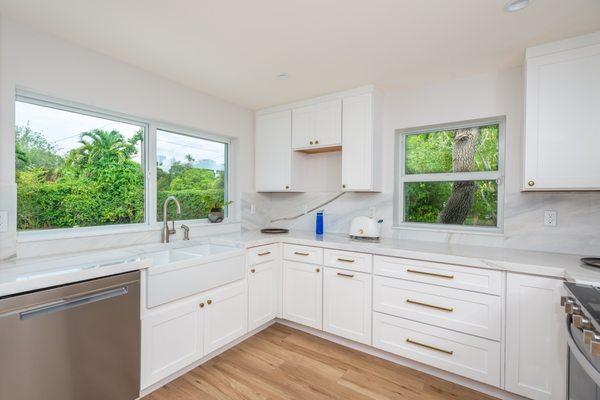 Another view of kitchen in house remodeled in Coconut Grove by United Architects