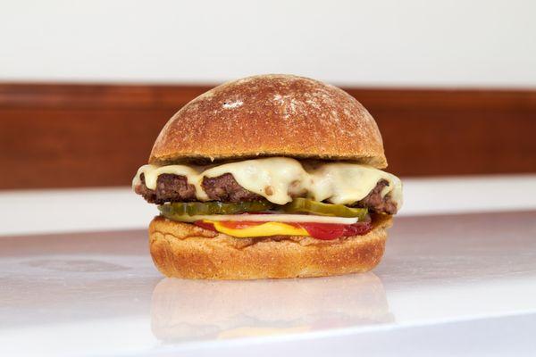 A Classic Burger with grass-fed, grass-finished 100% American beef.