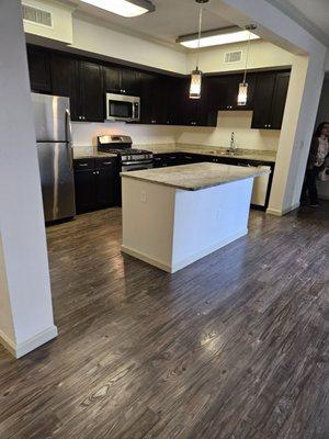 Kitchen with wood floor