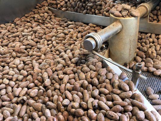 Roasting cacao beans