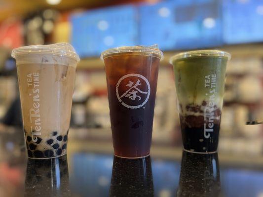 Hokkaido Milk Tea Boba, Cold Brew & Matcha Red Bean Boba