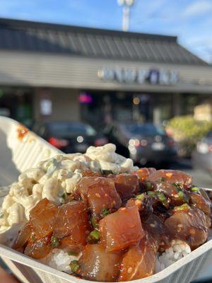 Small Spicy Ahi and Mac Salad with Rice