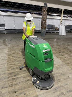 Floor cleaning and dust control at construction  site.