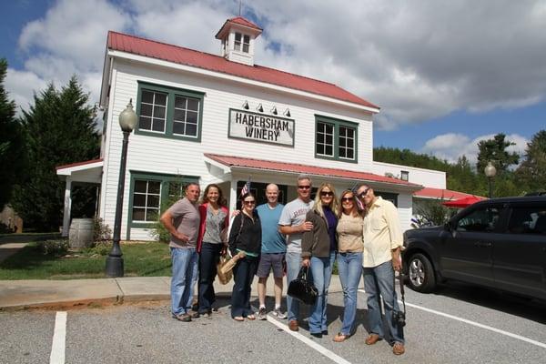 Wine Tour having fun at Habersham Winery