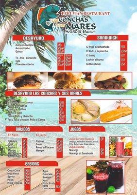 Las Conchas Y Sus Mares * Peruvian Restaurant * Seafood House * Menu Page 1 of 2