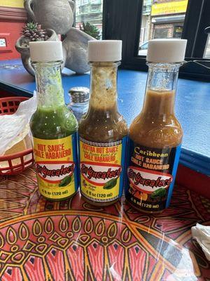 Great selection of hot sauces