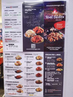 Menu posted on the wall as of February 2024