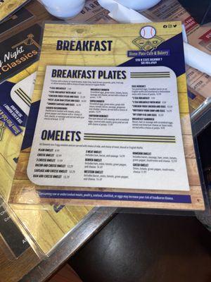 Breakfast menu side 1