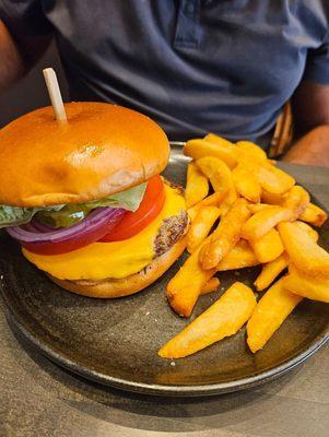 Yummy burger at the sports bar