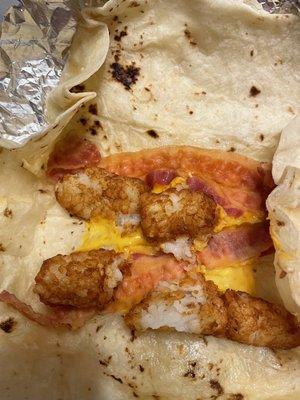 It's was supposed to be a bacon potato and cheese burrito it's just crap