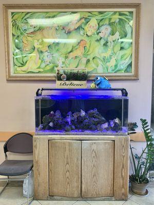 An aquarium in the waiting area