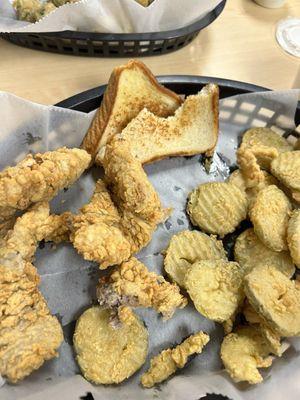 Steak fingers and fried pickles