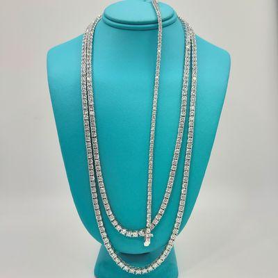 Silver Diamond Necklace with matching bracelets