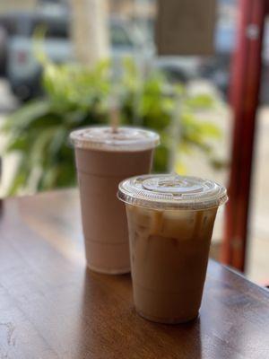 Iced coffee & PBJ smoothie