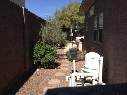 Backyard walkway before.