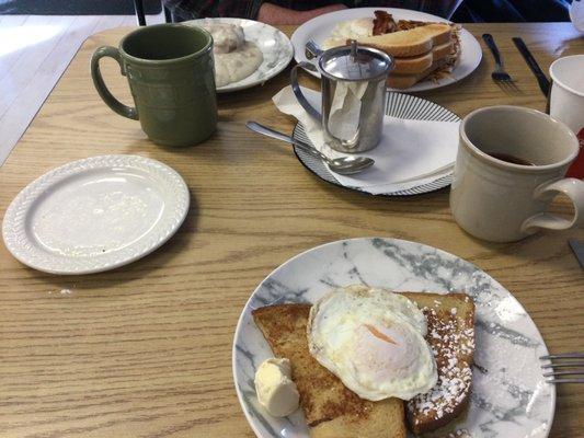 French toast and a fried egg.