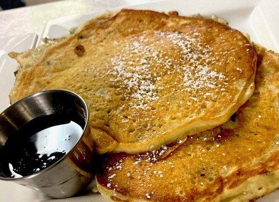 From scratch pancakes - your choice of blueberry, banana, chocolate chip or classic!