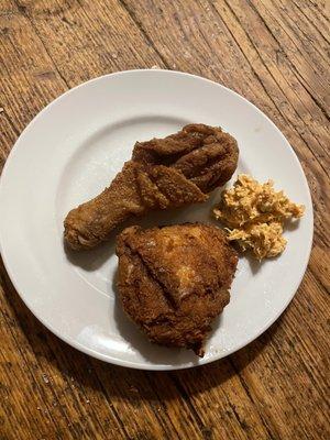 This is better than popeyes This is better than the last time Im in heaven This is the best fried chicken I've ever had  My kid. He's right