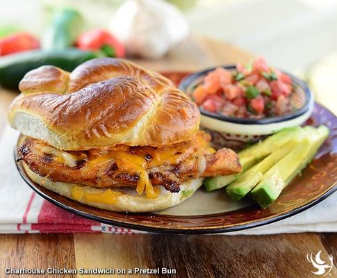 Charhouse Chicken Sandwich on a Pretzel Bun