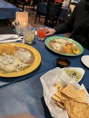 Enchiladas red and green