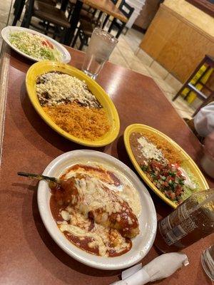 Chicken enchiladas poblanas, chile relleno! So good