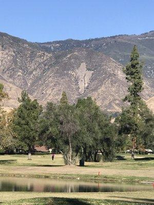 View of the arrowhead on the side of the mountain, and it was a beautiful day for golf.