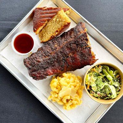 Rib plate! Served with choice of two sides and cornbread.