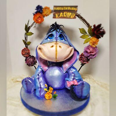 Buttercream and Modeling Chocolate covered 3D Eeyore w included Birthday backdrop