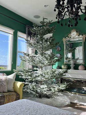 Beautiful flocked tree at a happy customers home