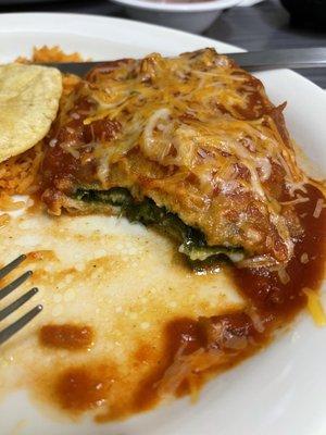 Another view of what the Chile Relleno looks like inside.