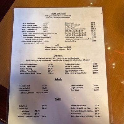 Log Cabin Inn Menu 2