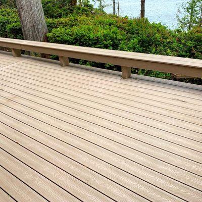 Trex Decking with hidden fasteners and custom bench design