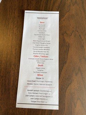 Drunk menu