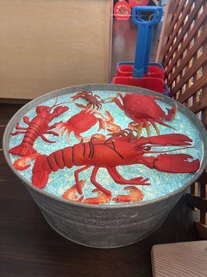 Seafood bin in the pretend play grocery store