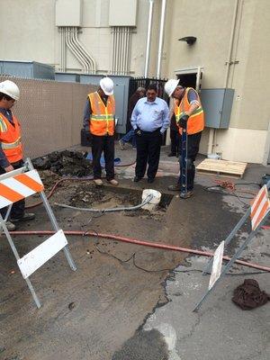 Emergency repairs at Vons on Soledad & Sand Cyn.