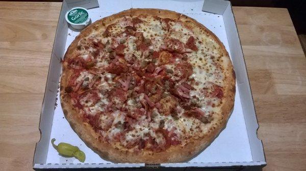 The Meats signature pizza.