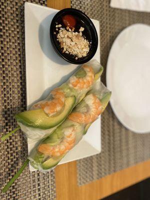 Spring Rolls with peanut sauce.