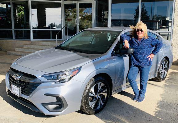 My lovely wife with her new ride. Thanks Shingle Springs Subaru!