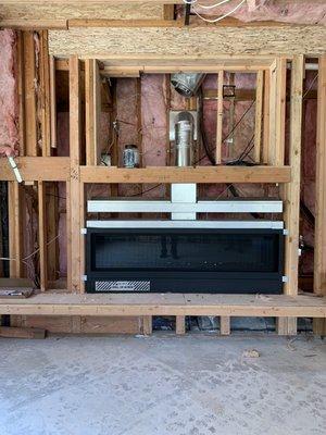 Linear fireplace installation