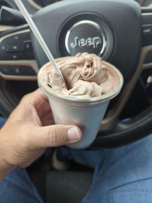 Flurry with chocolate ice cream, Oreo pieces and M&Ms