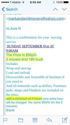 Their email confirmation states blankets and wrapping of furniture is included. Yet the showed up with zero supplies.